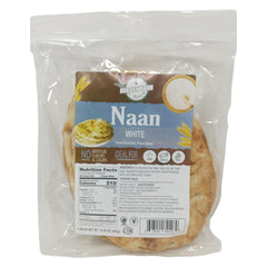 Hand-stretched Frontier Bakery White Naan, 14.99oz, 16-pack case, fresh and soft Indian flatbread by NAAN brand.