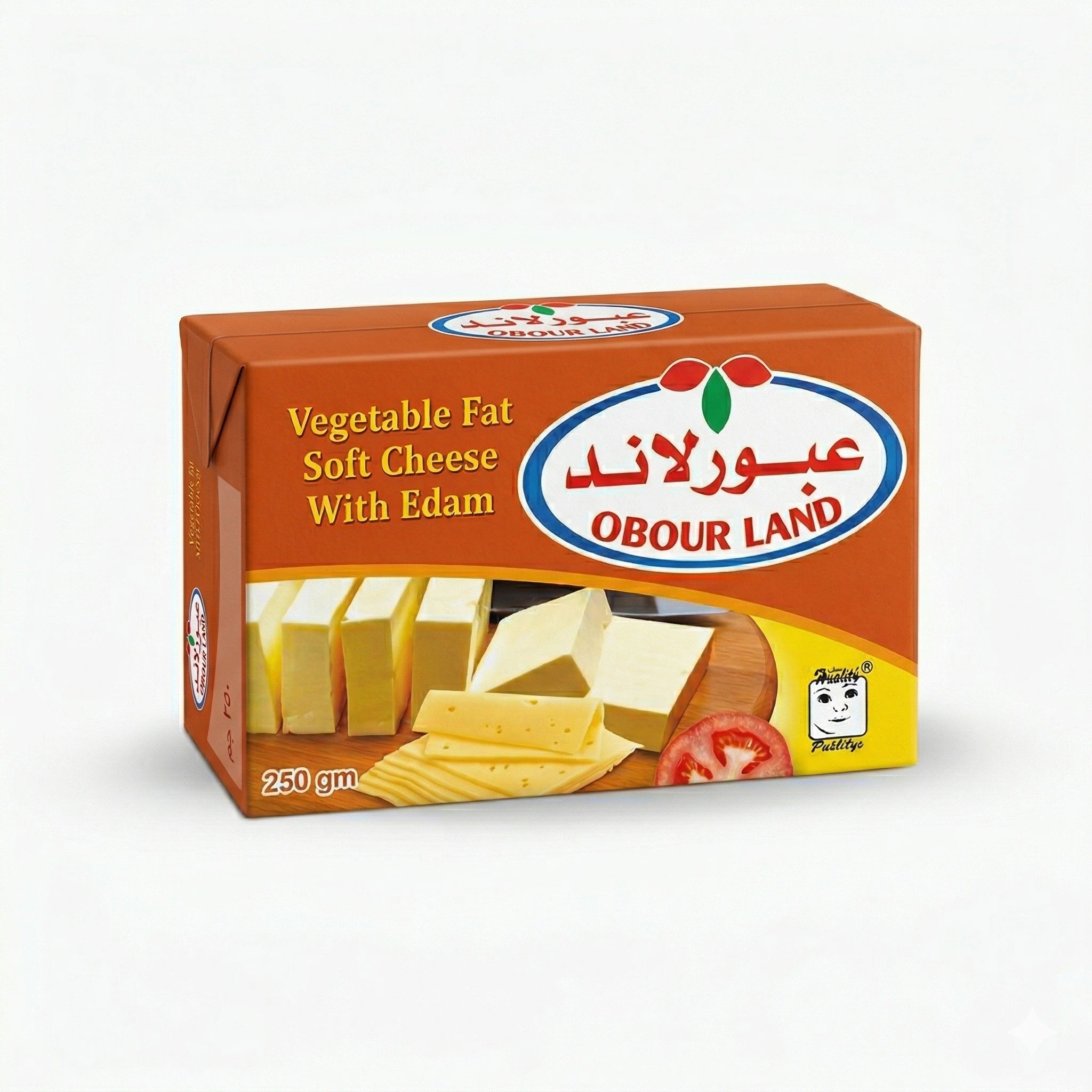 Obour Land vegetable fat soft cheese with Edam flavor, creamy spread for breakfast and appetizers, 250g package.
