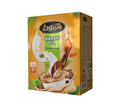 Shmookh Karak Tea sticks with cardamom and instant milk, by Coffee:Shammout, showing the tea sticks package with cardamom pods.