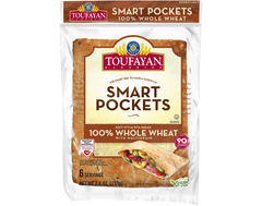 Toufayan Bakeries Smart Pockets Whole Wheat Pita Bread 6 Count 7.4 oz | 100% Whole Wheat, Heart-Healthy | Perfect for Sandwiches & Snacks