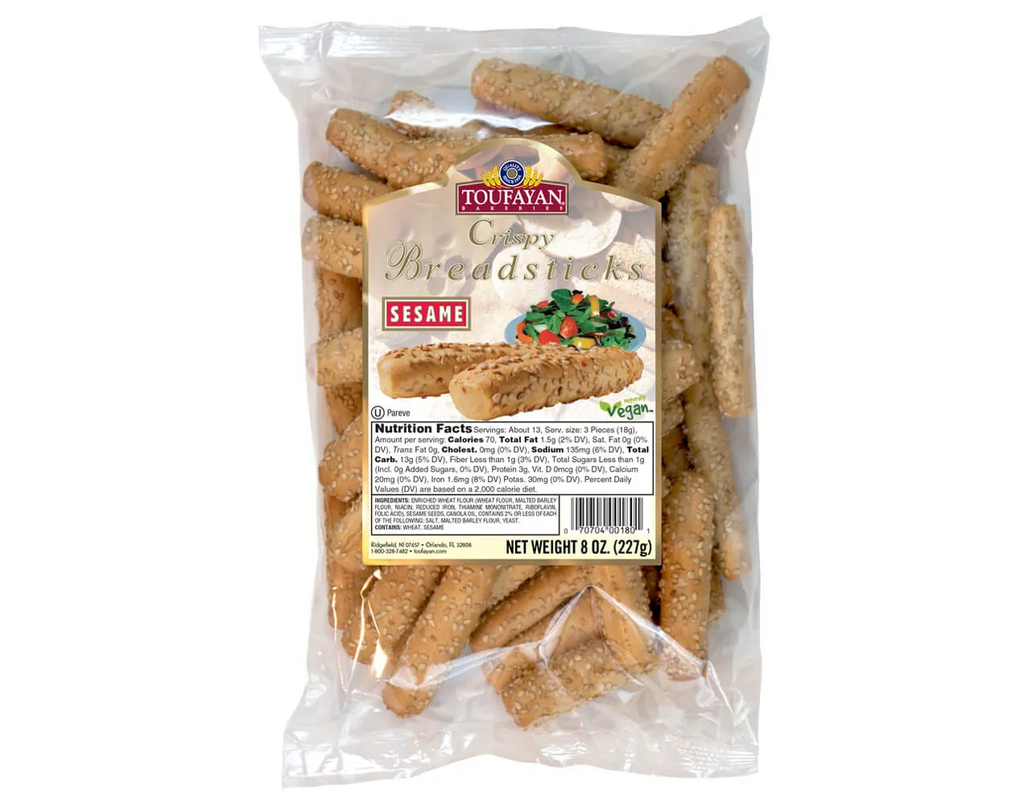 Toufayan: Crispy Bread sticks | Sesame Crunchy and delicious 227g 8oz.