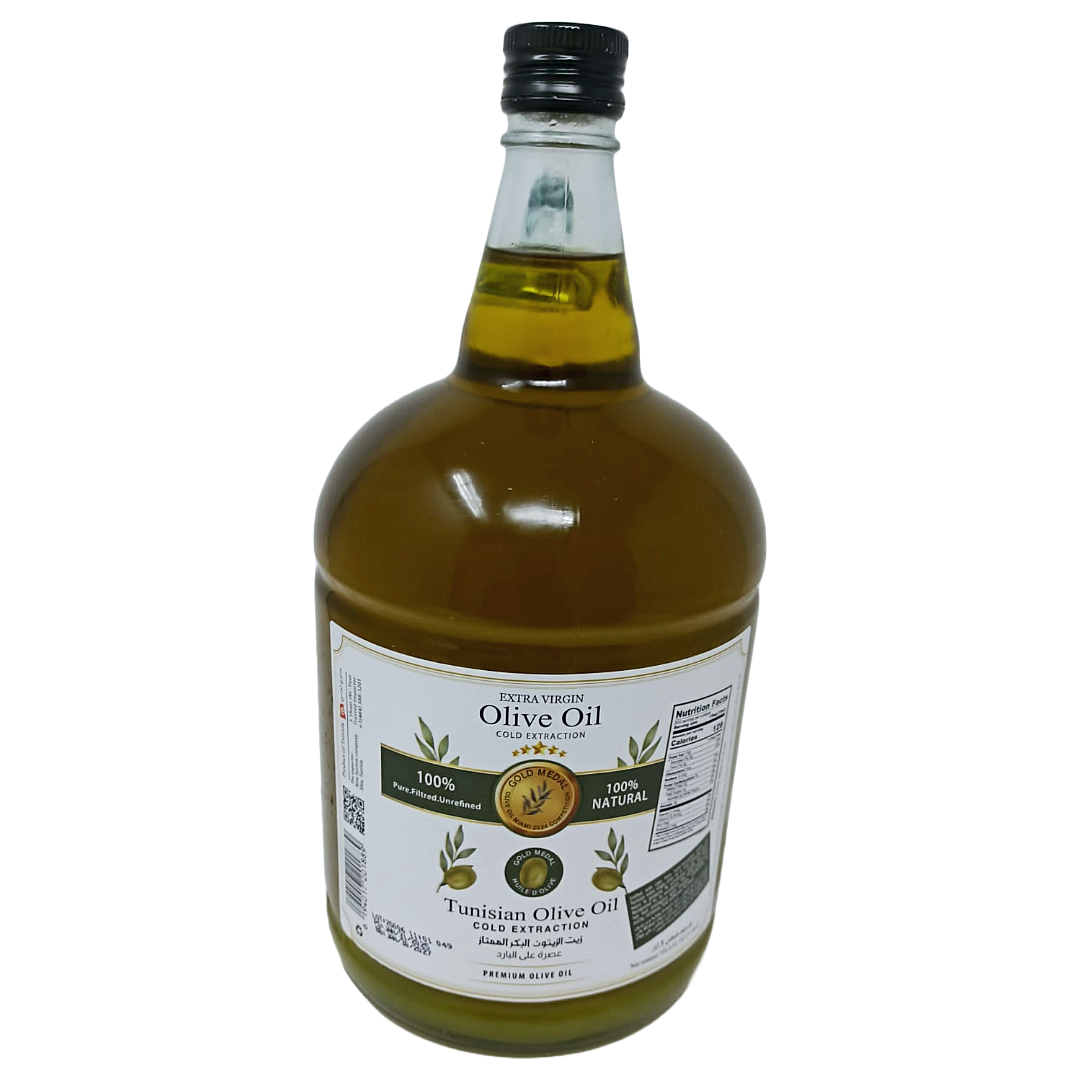 Premium Tunisian Extra Virgin Olive Oil, Pure Filtered Unrefined 100% Natural, 101.4 fl oz (3L)
