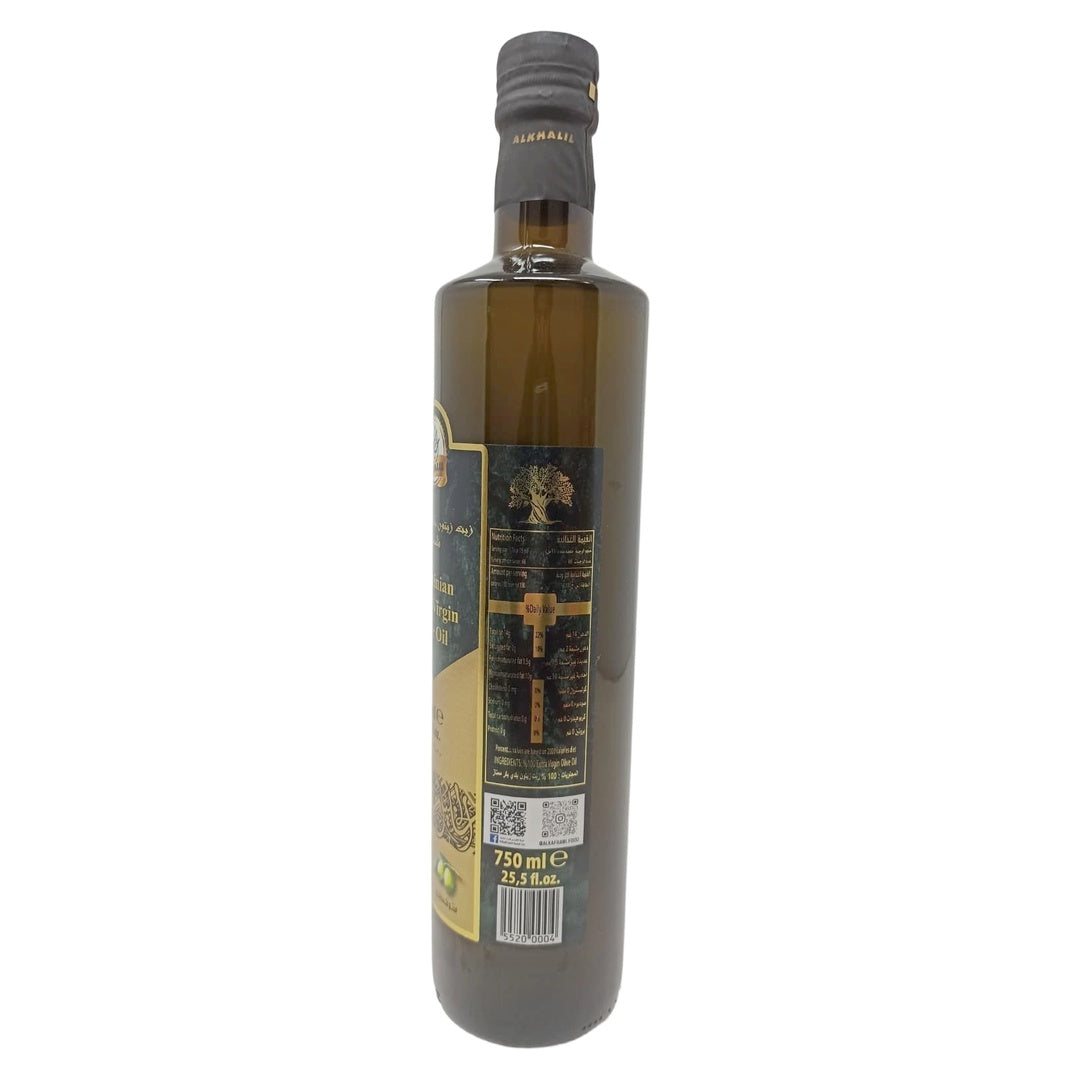Al Khalil Palestinian Extra Virgin Olive Oil, 750ml (25.5 fl oz) Bottle, Authentic Cold Pressed EVOO, Premium Quality for Cooking, Dips, and Salad Dressings - SANI-LLC