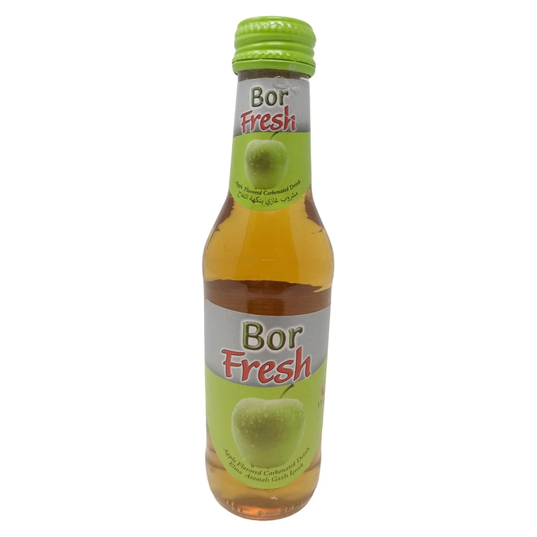 Bor Fresh Apple Flavored Carbonated Drink, 200ml Glass Bottle, Crisp Sparkling Green Apple Soda, Made with Beetroot Sugar, Refreshing Non-Alcoholic Beverage - SANI-LLC
