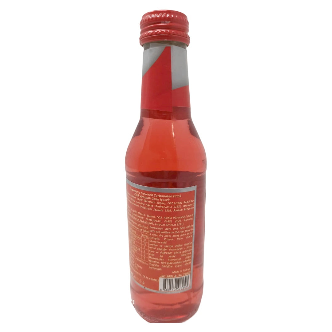 Bor Fresh Strawberry Flavored Carbonated Drink, 200ml Glass Bottle, Sparkling Fruit Soda Beverage, Refreshing Fizzy Drink Made with Beetroot Sugar - SANI-LLC