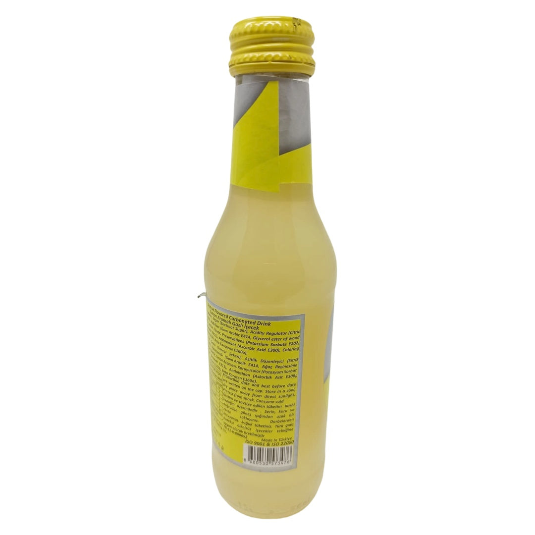 Bor Fresh Lemon Flavored Carbonated Drink, 200ml Glass Bottle, Sparkling Citrus Soda with Real Beetroot Sugar, Refreshing Crisp Thirst Quencher, Made in Turkey - SANI-LLC