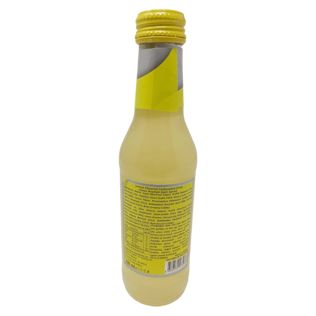 Bor Fresh Lemon Flavored Carbonated Drink, 200ml Glass Bottle, Sparkling Citrus Soda with Real Beetroot Sugar, Refreshing Crisp Thirst Quencher, Made in Turkey - SANI-LLC
