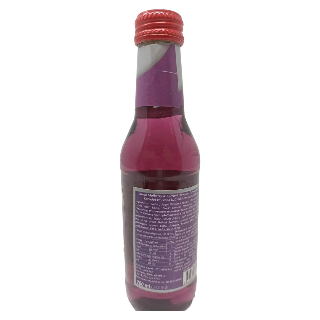 Bor Fresh Black Mulberry & Currant Flavored Carbonated Drink, 200ml (6.76 fl oz) Glass Bottle, Premium Berry Soda with Beetroot Sugar, Refreshing Fruit Sparkler - SANI-LLC