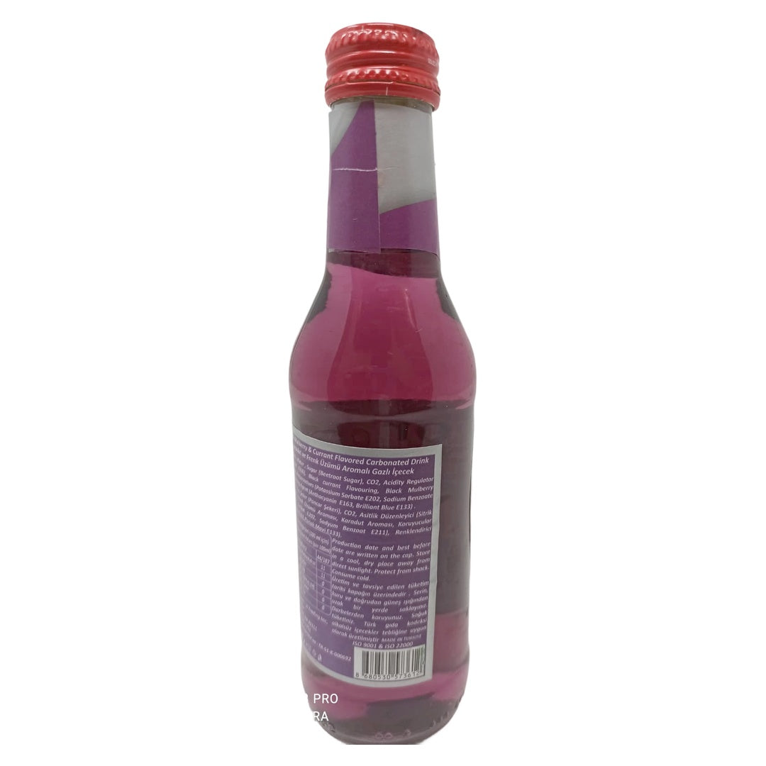 Bor Fresh Black Mulberry & Currant Flavored Carbonated Drink, 200ml (6.76 fl oz) Glass Bottle, Premium Berry Soda with Beetroot Sugar, Refreshing Fruit Sparkler - SANI-LLC