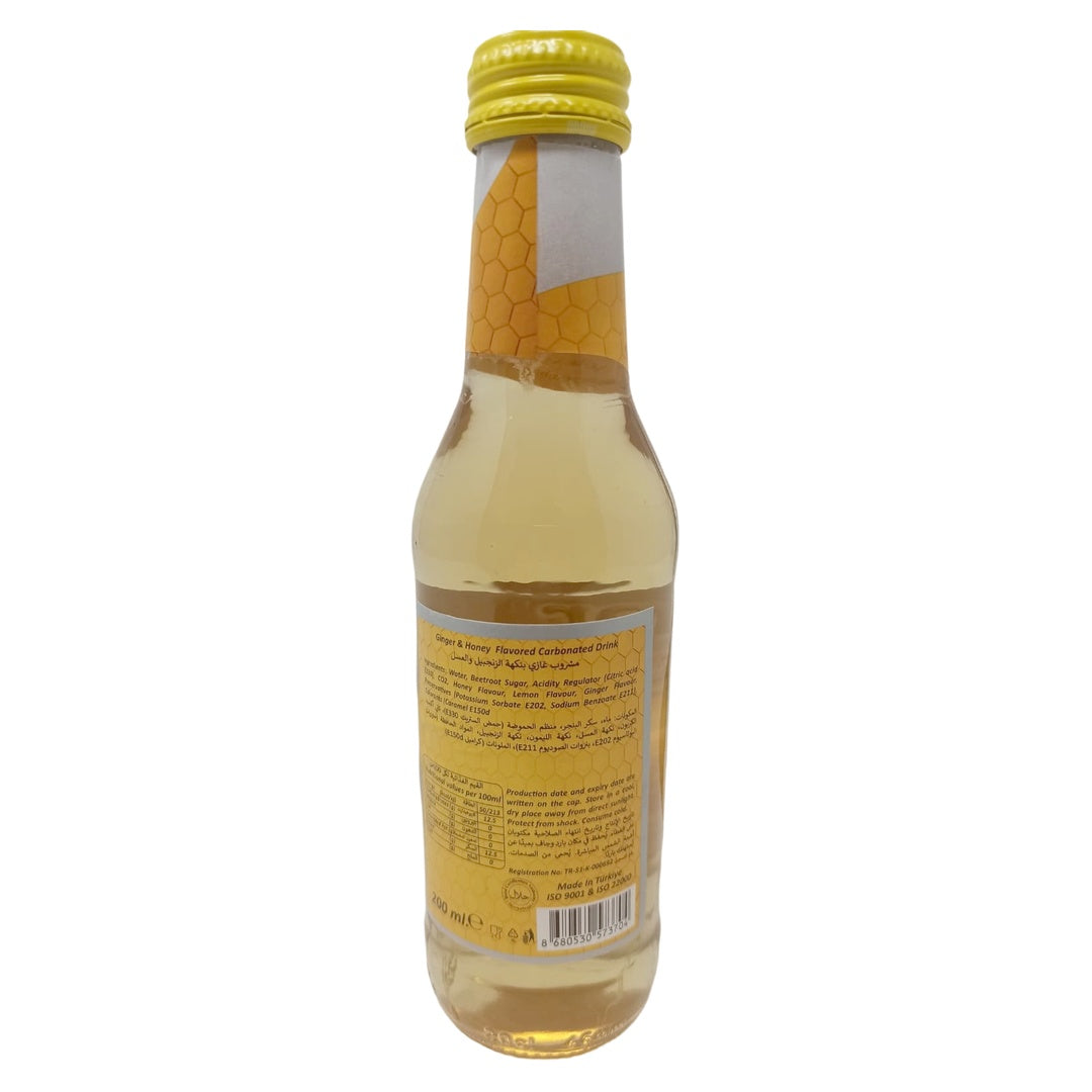 Bor Fresh Ginger & Honey Carbonated Drink, 200ml Glass Bottle, Sparkling Ginger Soda with Honey Flavor, Refreshing Beverage Made in Turkey, Halal Certified - SANI-LLC