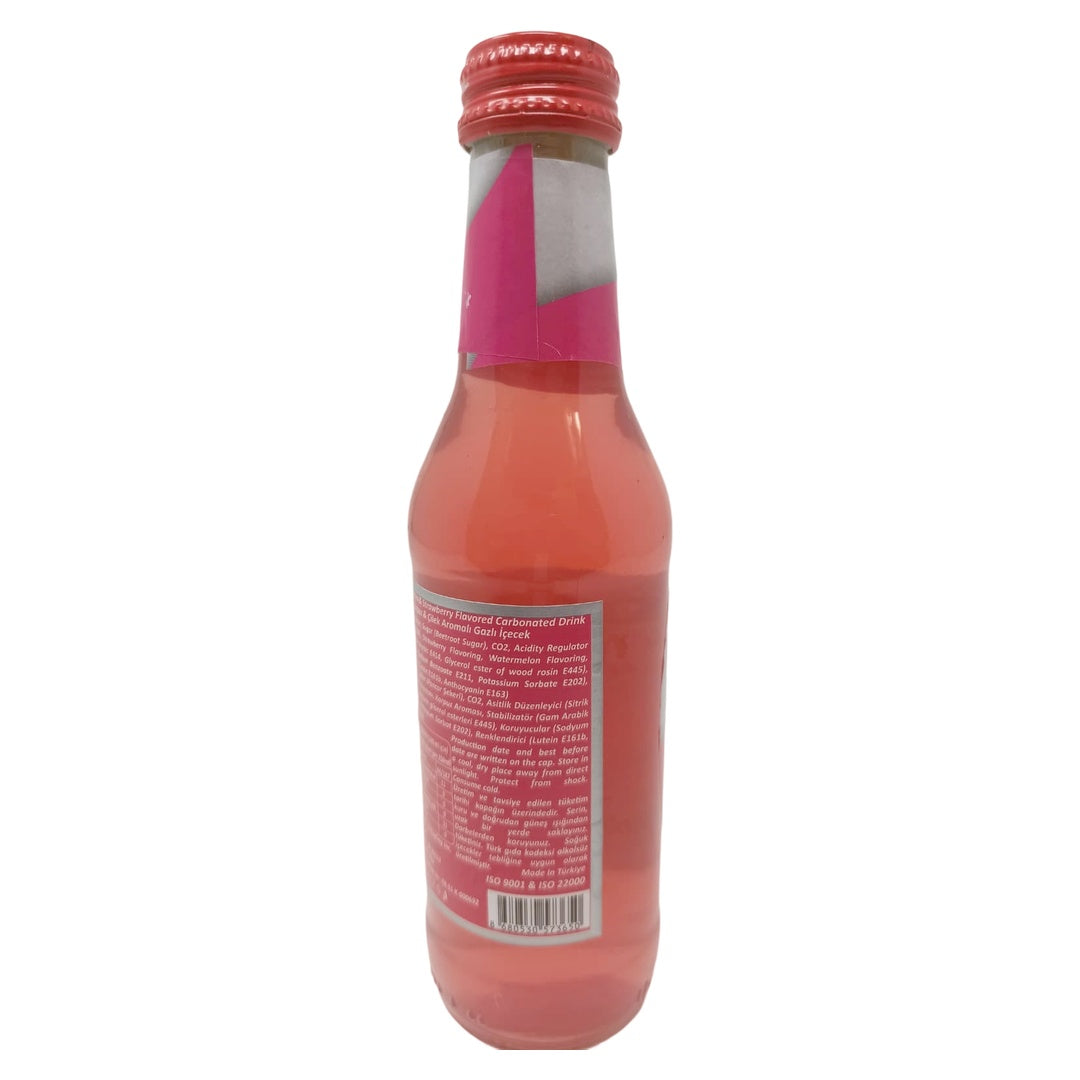 Bor Fresh Watermelon & Strawberry Carbonated Drink, 200ml (6.76 fl oz) Glass Bottle, Sparkling Fruit Flavored Soda, Refreshing Fizzy Beverage Made with Beetroot Sugar - SANI-LLC