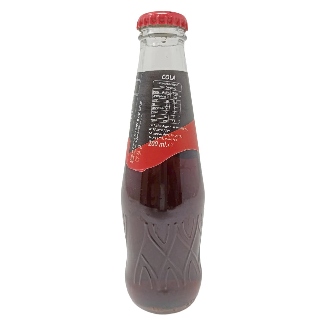 Bor Cola Sparkling Soda Beverage, 200ml (6.76 fl oz) Glass Bottle, Made with Real Beet Sugar and Mineral Water, Authentic Premium Turkish Cola Flavor - SANI-LLC