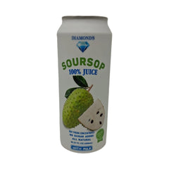 Diamonds Soursop Juice with Pulp in 16.57 fl oz bottle, showcasing fresh soursop fruit and pulp for tropical refreshment.