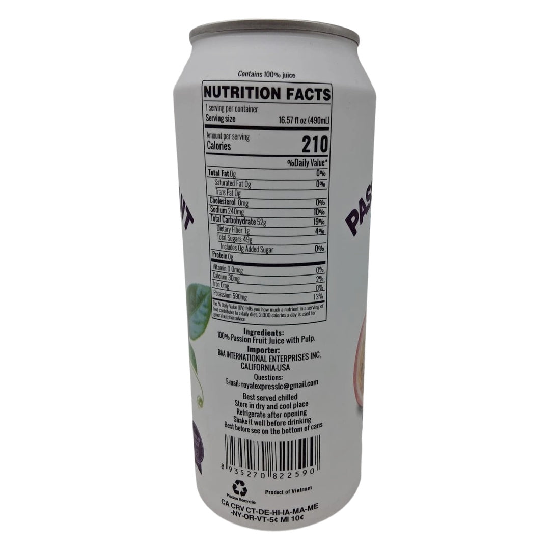 Diamonds Passion Fruit Juice with Pulp in a 16.57 fl oz bottle, showcasing vibrant passion fruit and pulp inside.