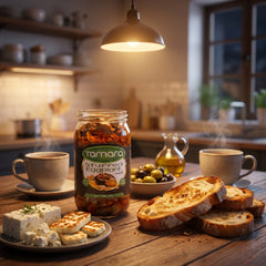 Tamara Stuffed Eggplant Makdous 1000g, natural ready-to-eat mezza, featuring eggplants stuffed with spices and preserved for Mediterranean cuisine.