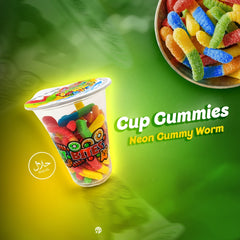 Cup candy Neon Gummy Worm Fun fruit Bites 6oz