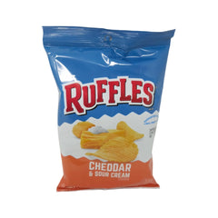 Ruffles Potato Chips 60.2g Bag Crispy Ridges Bold Cheddar & Sour Cream Flavor for Snack Time