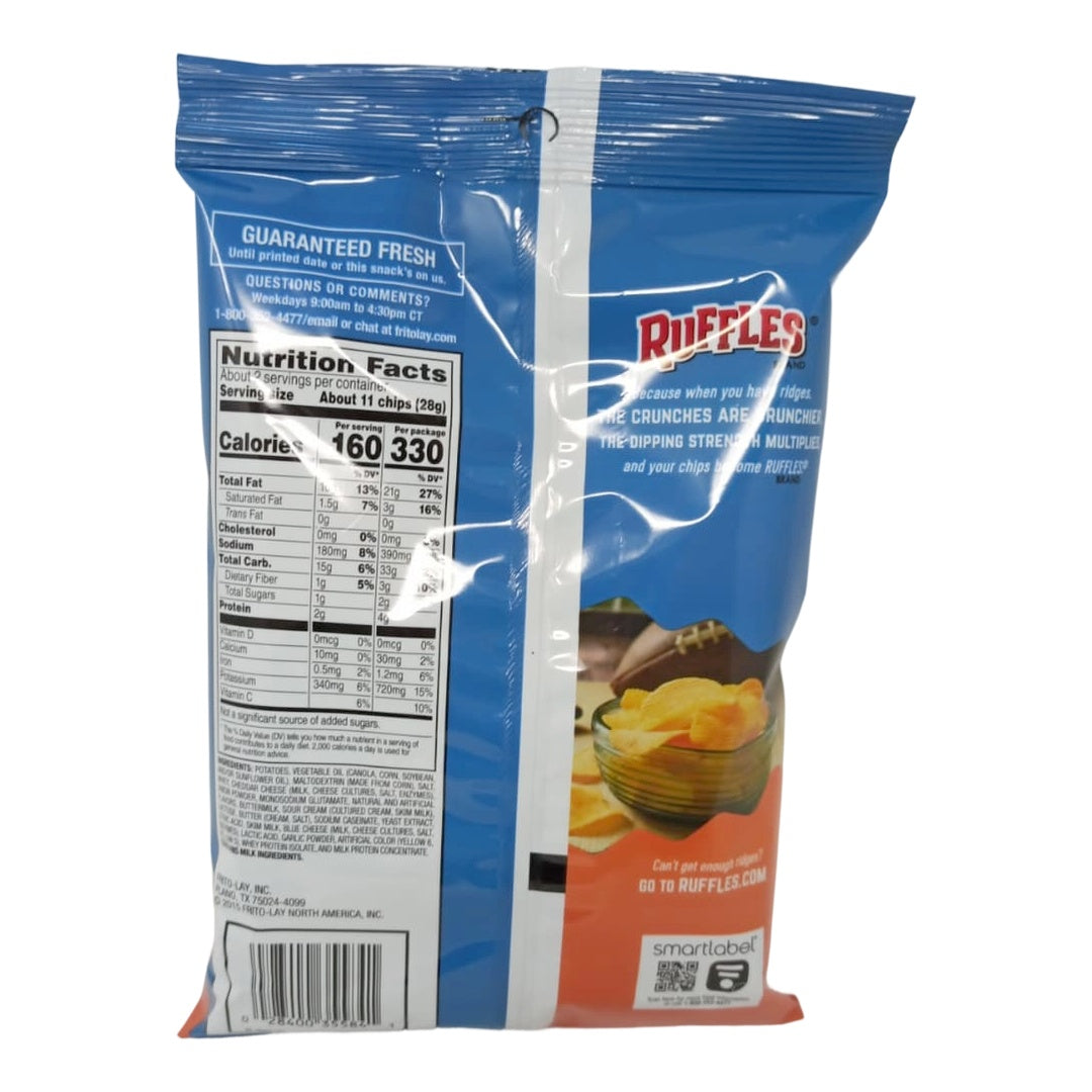 Ruffles Rruffles Wave Ridges Ruffles Potato Chips 60.2g Bag Crispy Ridges Bold Cheddar & Sour Cream ...