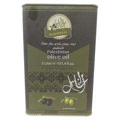 Al Khalil Palestinian Extra Virgin Olive Oil, 3 Liter (101.4 fl oz) Large Tin, Premium Cold Pressed Unrefined EVOO, Non-GMO, Authentic Mediterranean Flavor for Cooking - SANI-LLC
