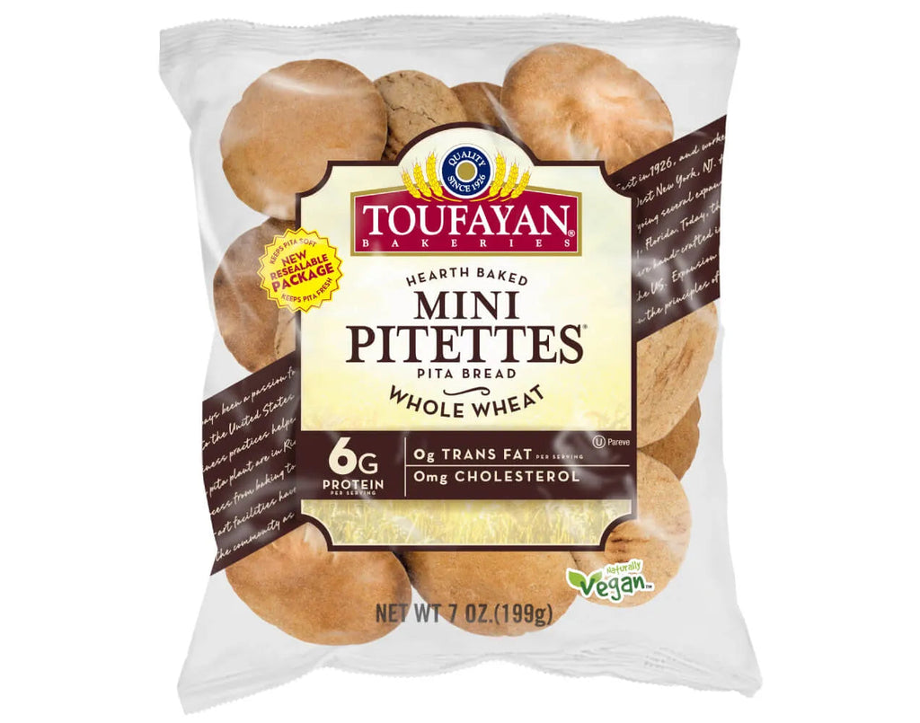 Toufayan Mini Pitettes – Whole Wheat 1 Bag | NET WT. 7 OZ. (199g) - SANI-LLC