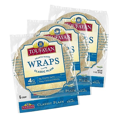 Toufayan Classic Plain Tortilla Wraps for Sandwiches, Meats, Salads, Cheeses and Snacks, Cholesterol Free, Kosher, Fresh, Vegan, Soy Free, Breakfast Pastry, Freshly baked (3 Pack, 18 Wraps Total) - 33oz - SANI-LLC