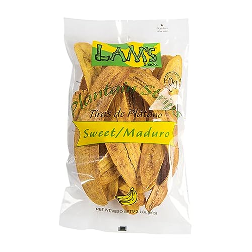 Lam's Plantain strips| Vegetable snacks| Healthy snacks| Gluten Free | Banana Chips (Sweet/Maduro) |All Natural|2.1oz|60g - SANI-LLC