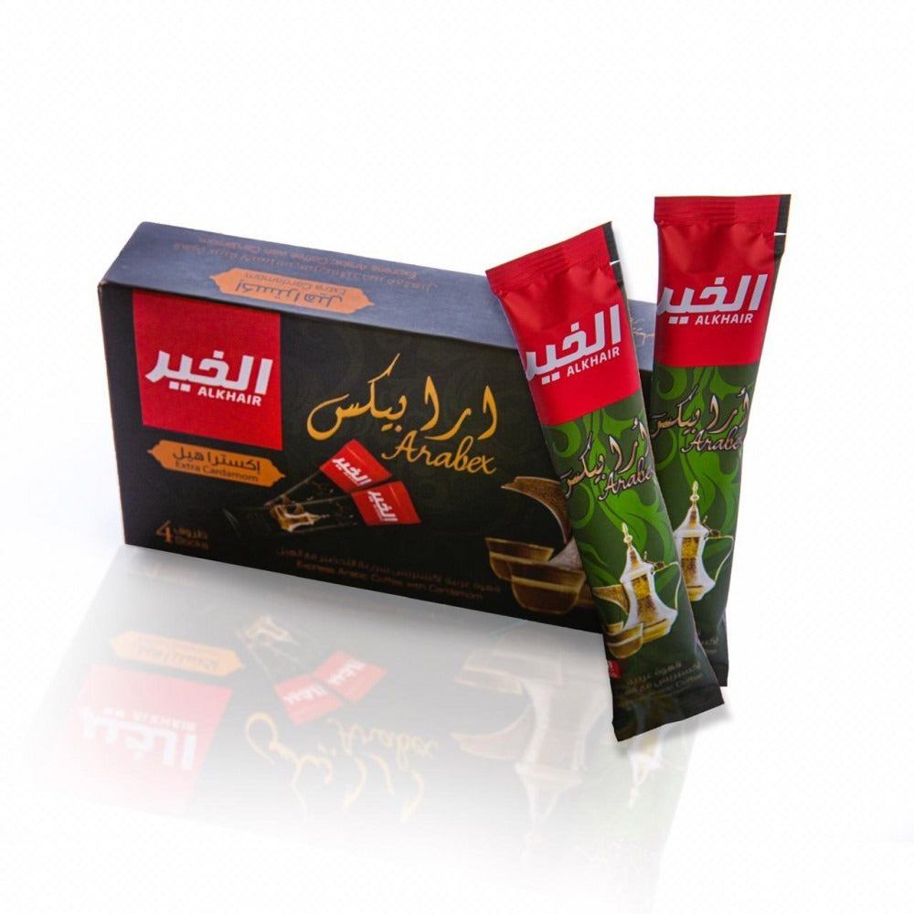 Alkhair: Arabex Coffee || Express Instant Arabic Coffee with extra cardamom || 1 One sachet makes 3 cups of Arabic coffee || 60 g || (4 sachet x 15g) - SANI-LLC