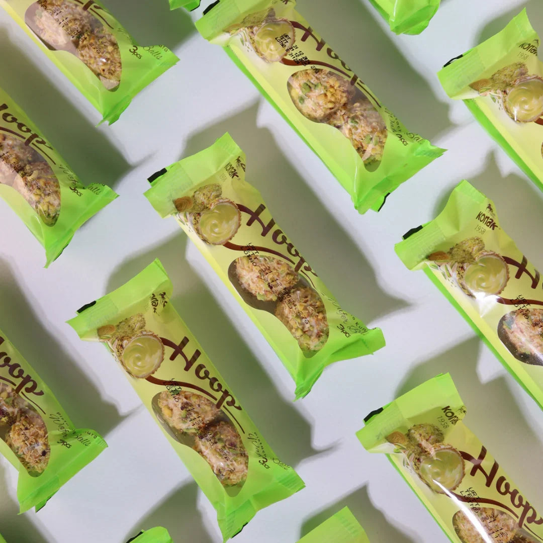 Konak Hoop Pistachio Kunafa Dubai Balls, 12 Packs (11.43 Oz Total), Gourmet Pistachio & Crispy Kunafa Filling, Authentic Middle Eastern Chocolate Snacks for Gifting and Gatherings - SANI-LLC