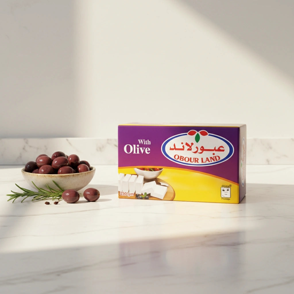 Obour Land White Cheese with Olive 250g (8.8 oz) Tetra Pak, Creamy Mediterranean Style Feta Cheese, Rich Flavorful Dairy Spread for Salads, Sandwiches, and Breakfast - SANI-LLC