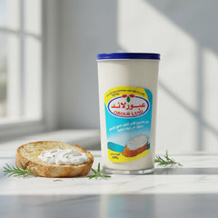 Obour Land processed white cheese spread in a 240g jar, showing a creamy, full-fat texture ideal for sandwiches and snacks.
