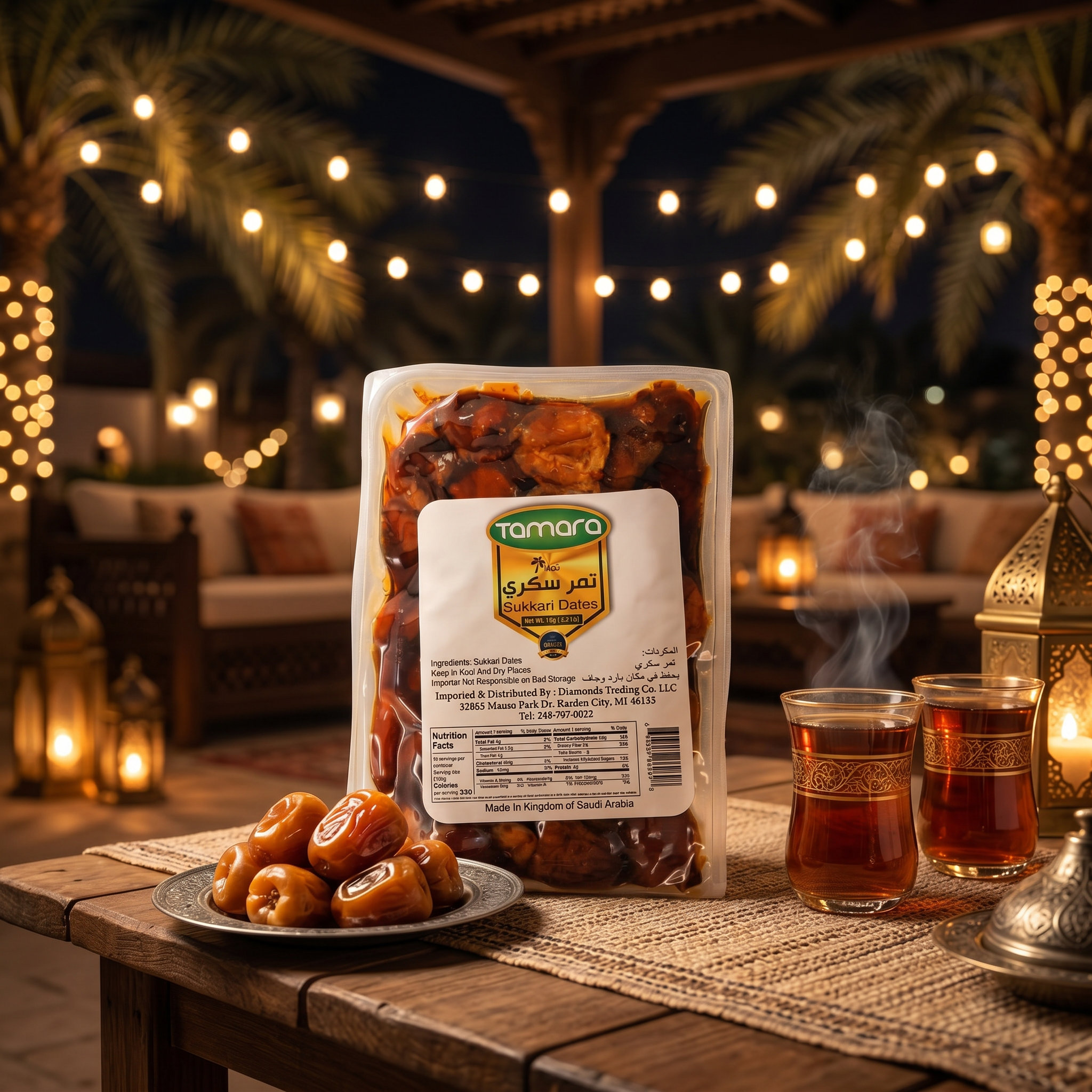 Fresh Tamara Sukkari Dates in a 1kg pack, showcasing glossy, plump dates with natural sweetness and rich golden color.