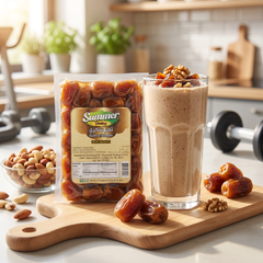 Summer Valley Premium Sukkari Dates in a 1kg tray, soft, naturally sweet, caramel-flavored Saudi Arabian dates with high fiber.