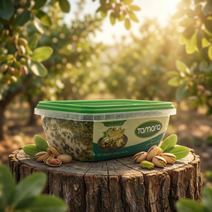 Tamara Pistachio Halva 700g, a premium sesame dessert with pistachio pieces, showcasing the creamy halva texture and nut toppings.