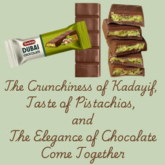 Snacksify Dubai Pistachio Kunafa Chocolate BarSnacksify Dubai Chocolate Bars, Pack of 24 (27g Each), Milk Chocolate - Gourmet Exotic Treat - SANI-LLC