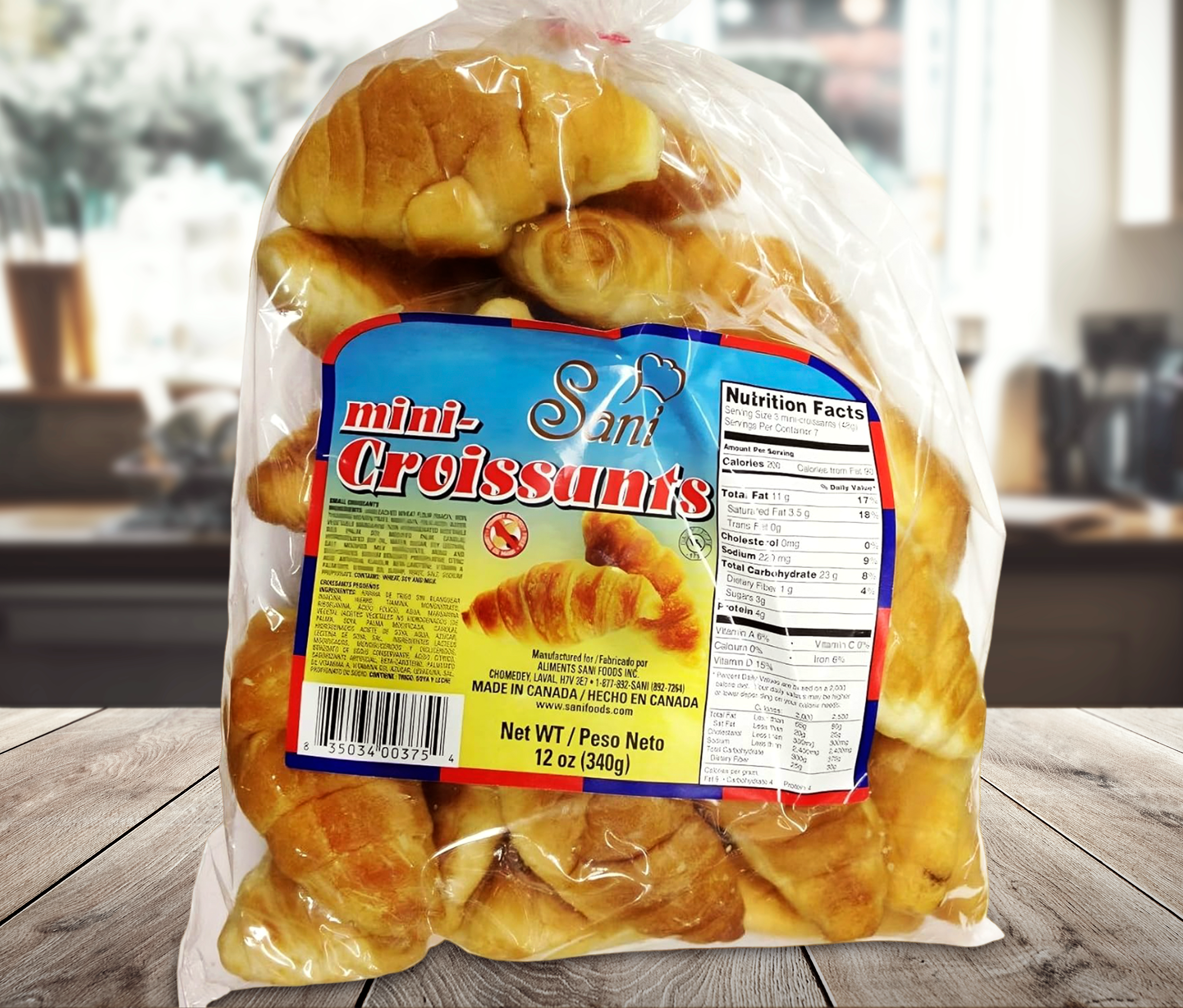 Sani Croissants Big Bag, Pastry Plain, Non-GMO, Breakfast Croissants, Croissants Bakery, 12oz 340g