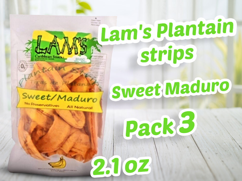 Lam's Plantain strips || Vegetable snacks || Healthy snacks || Gluten Free || Banana Chips (Sweet/Maduro) || All Natural || 2.1oz || 60g - SANI-LLC