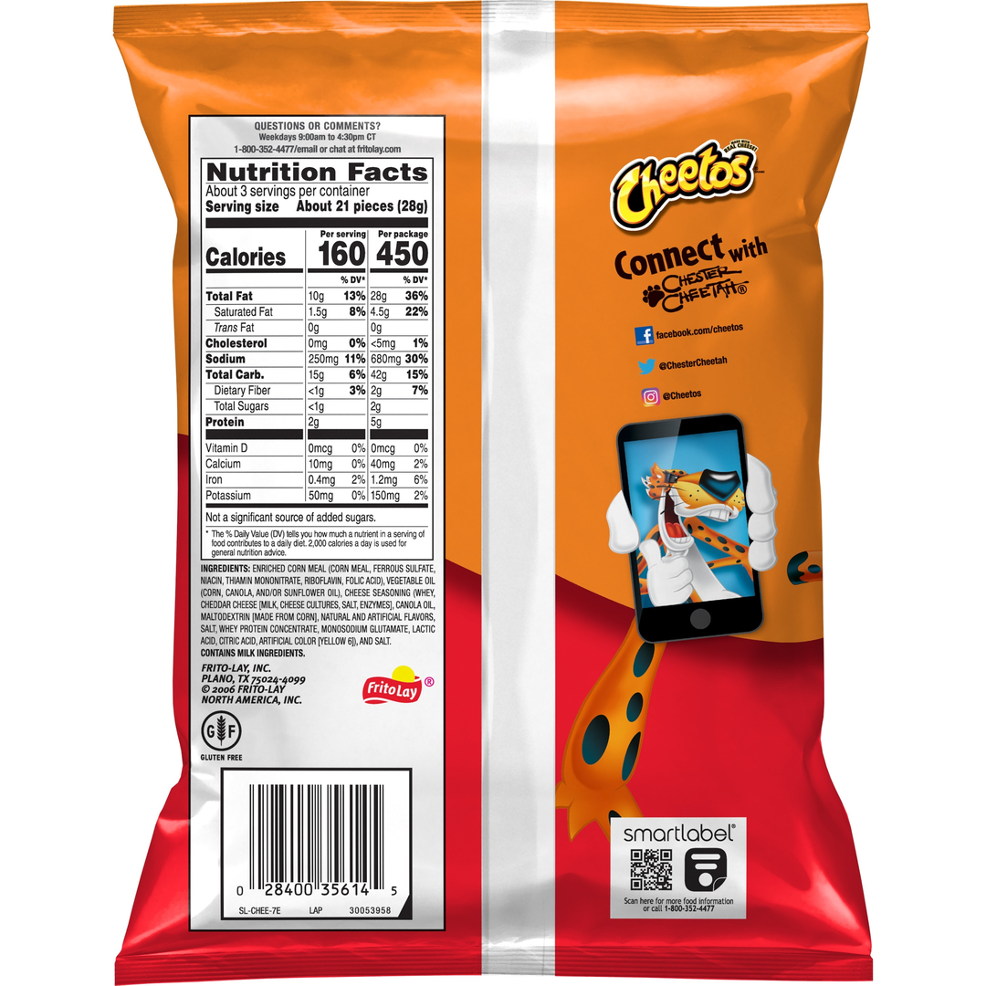 Cheetos Crunch Collection Cheetos Crunchy Cheese Flavored Snacks 2.75oz Made with Real Cheese, G ...