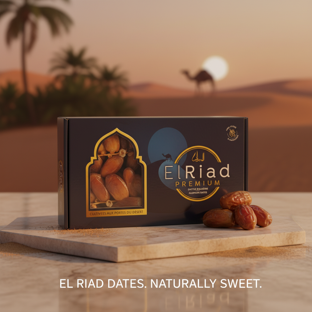 El Riad Premium Deglet Nour Algerian Dates 1 Kg (2.20 lb) Naturally Sweet, Rich in Fiber & Magnesium for Healthy Snacking & Baking - SANI-LLC
