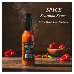 SPYCE Scorpion Pepper Hot Sauce 5 fl oz 70% Less Sodium No Sugar Added For Flavorful Cooking & Dipping