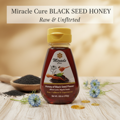 Miracle Cure Black Seed Honey 8.8 oz (250g) Raw Unfiltered & Unpasteurized Pure Natural for Wellness & Sweetener