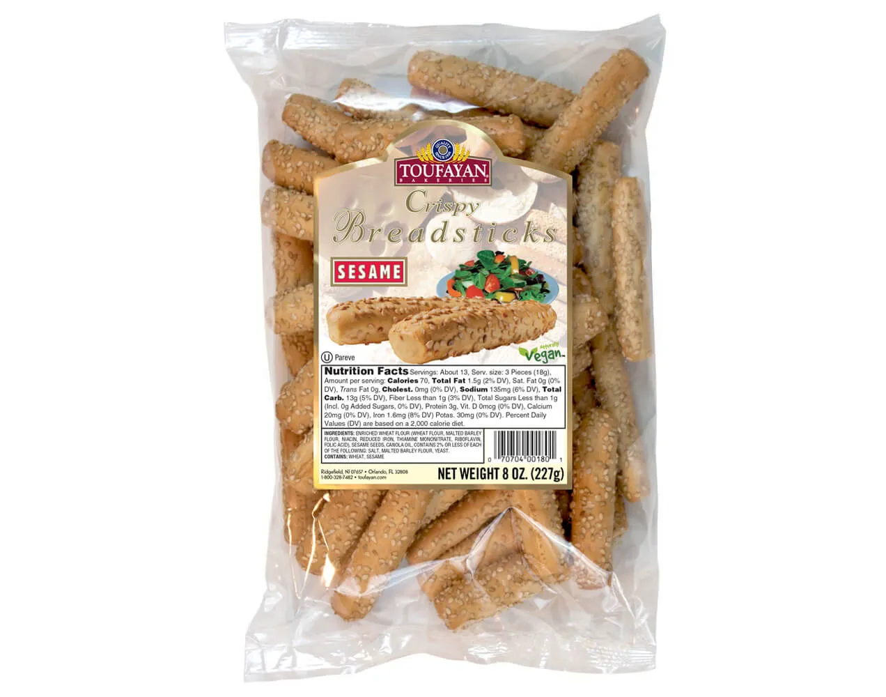 Toufayan: Crispy Bread sticks | Sesame Crunchy and delicious 227g 8oz. - SANI-LLC