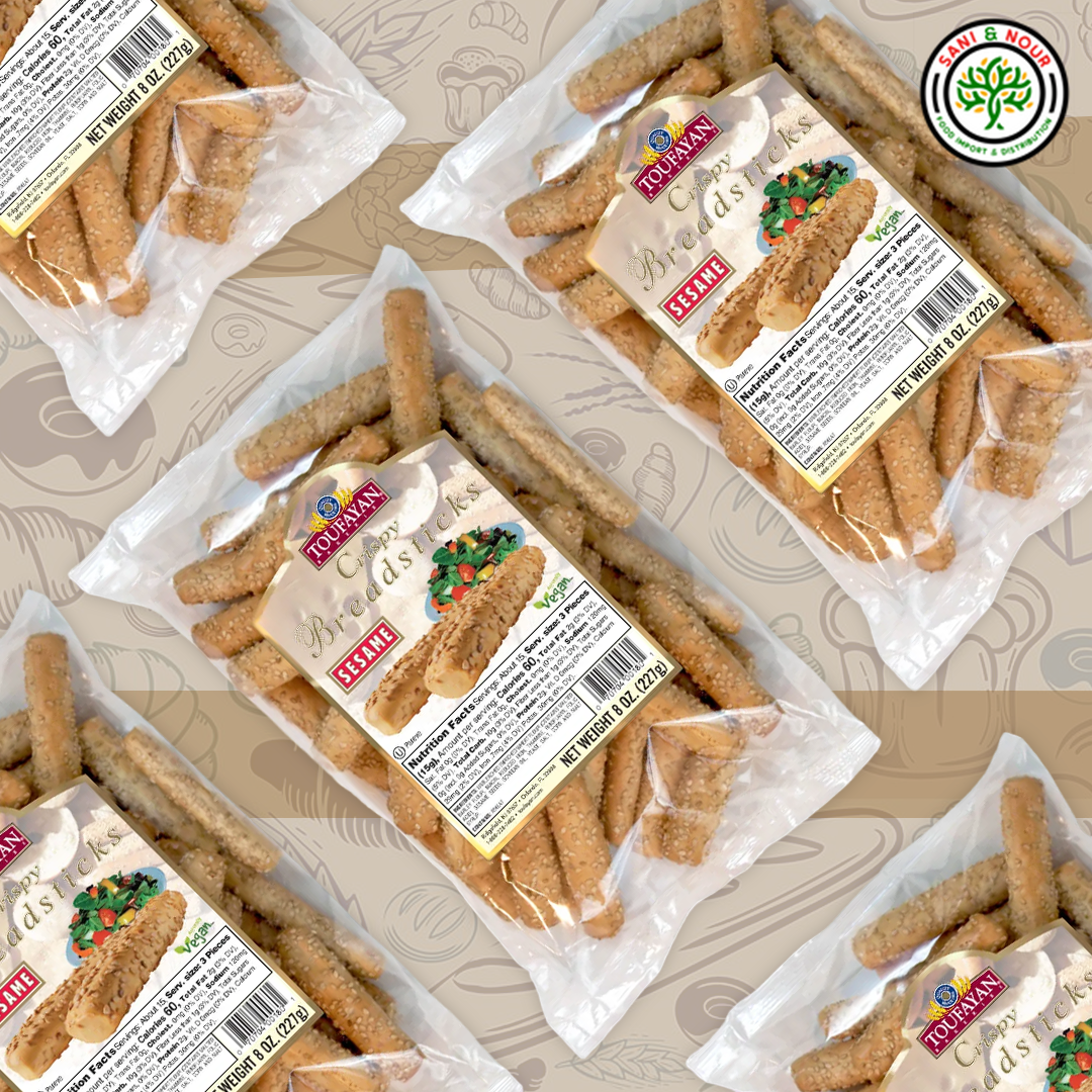 Toufayan: Crispy Bread sticks | Sesame Crunchy and delicious 227g 8oz. - SANI-LLC