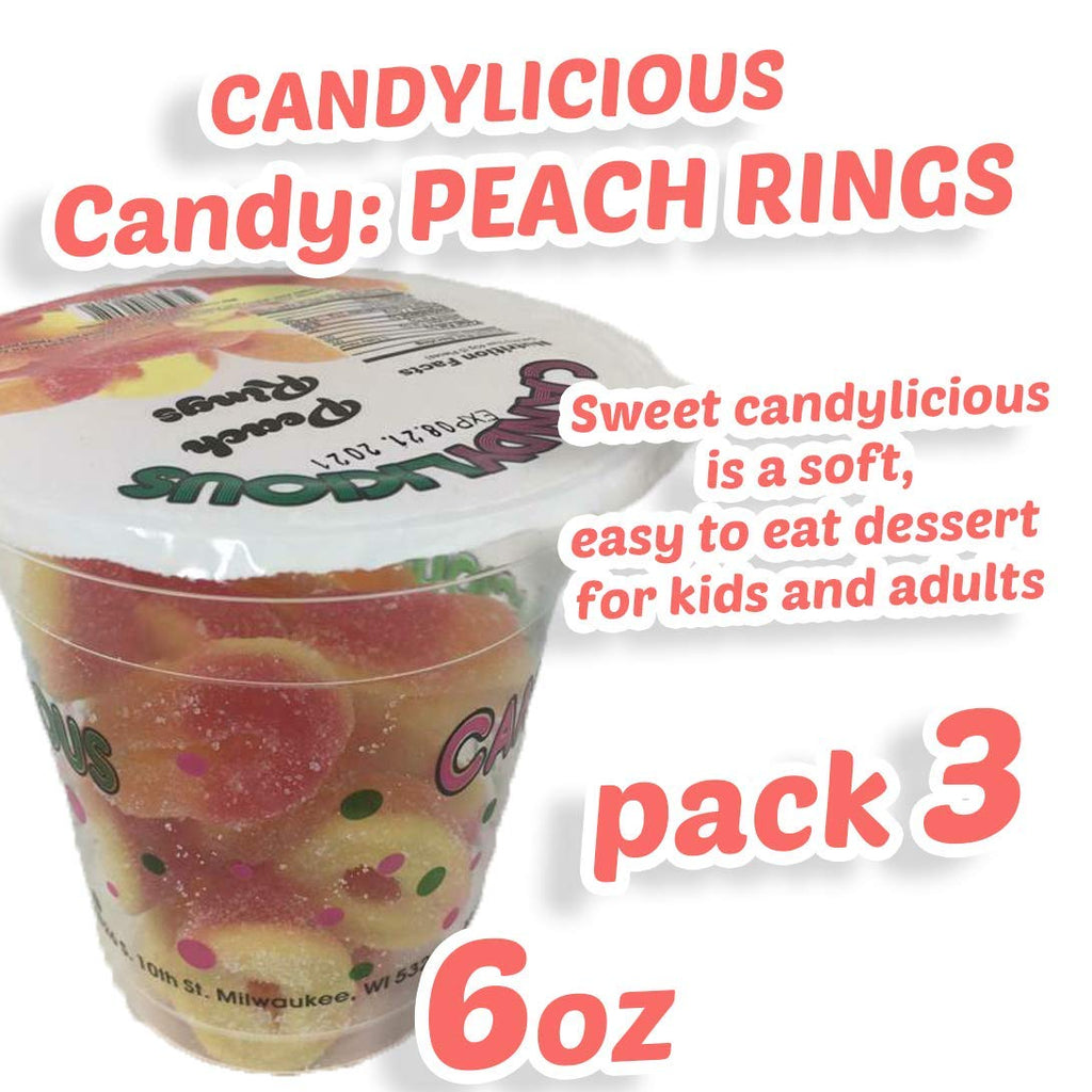 Cup Candy: PEACH RINGS of the best daily flavors, 6oz - SANI-LLC