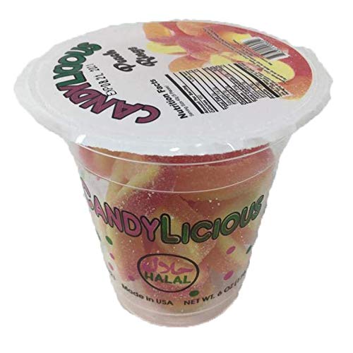 Cup Candy Licious | PEACH RINGS | Cup Candy | HALAL | Sweets & Delicious | 6oz. - SANI-LLC