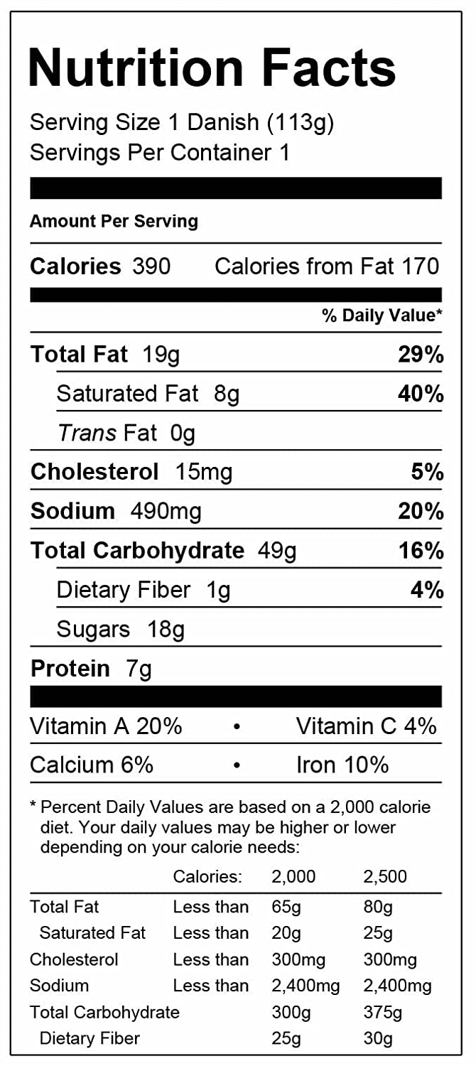 Oven Delights Blueberry Cheese Danish Nutrition Facts 4oz