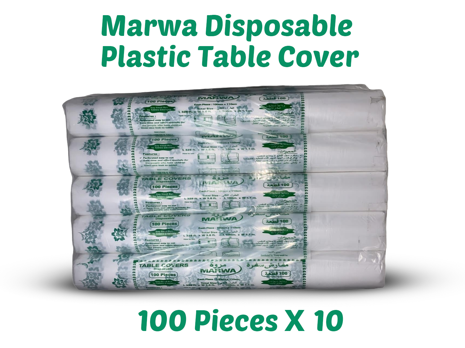 MARWA TABLE COVER 10 X 50m (Small) UPC 6278282253504 & (MARWA) TABLE COVER 10 x 100m (Large) UPC 6278282253108 - SANI-LLC