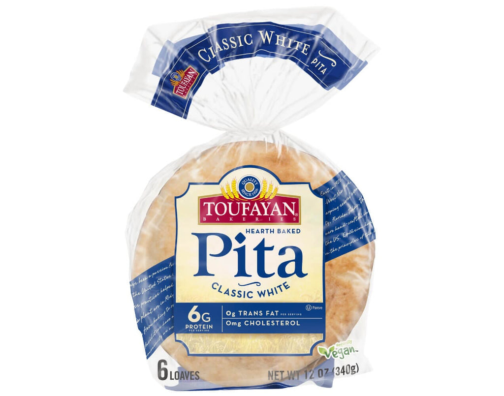 Toufayan Pita Classic White 6 Count Bread 12 Ounce 340g
