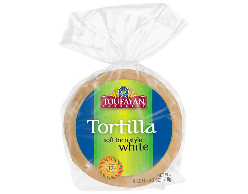 Toufayan Soft Taco Tortilla  – White 12 COUNT | NET WT. 18 OZ. (510g) - SANI-LLC