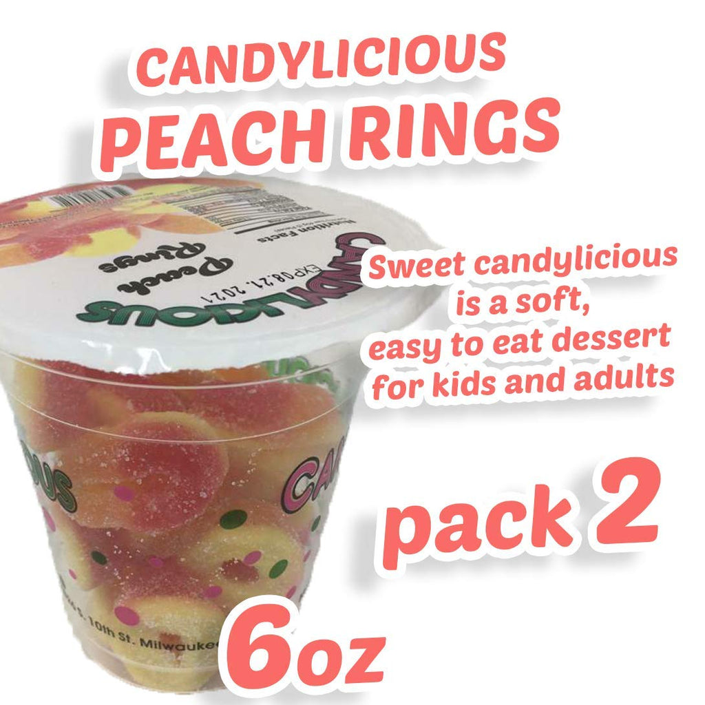 Cup Candy: PEACH RINGS of the best daily flavors, 6oz - SANI-LLC