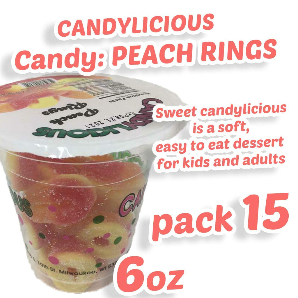 Cup Candy: PEACH RINGS of the best daily flavors, 6oz - SANI-LLC